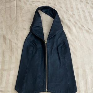 Black faux leather halter top vest